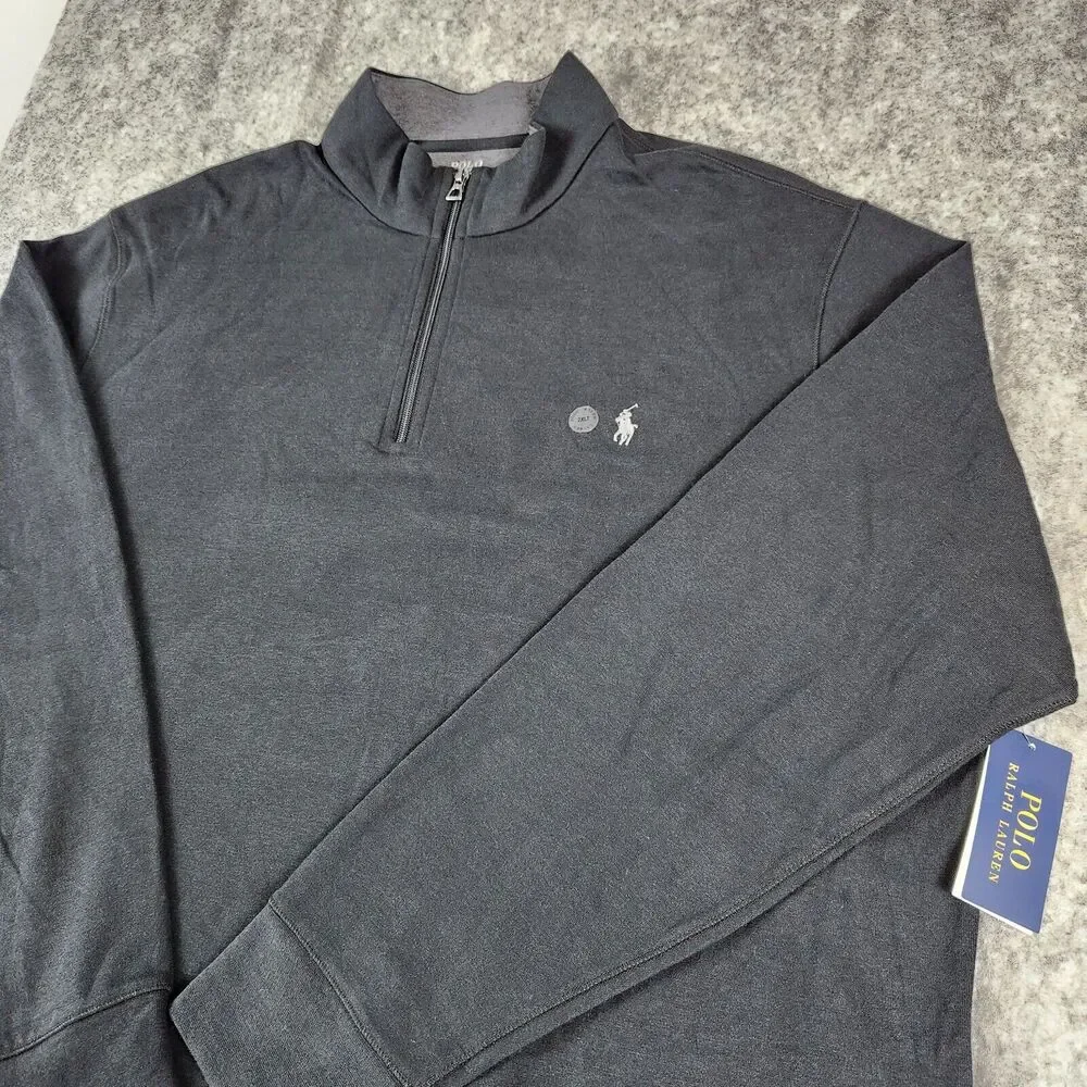 Polo Ralph Lauren Sweater Men 2XLT Black Luxury Jersey Quarter Zip Pullover Big - Picture 1 of 11